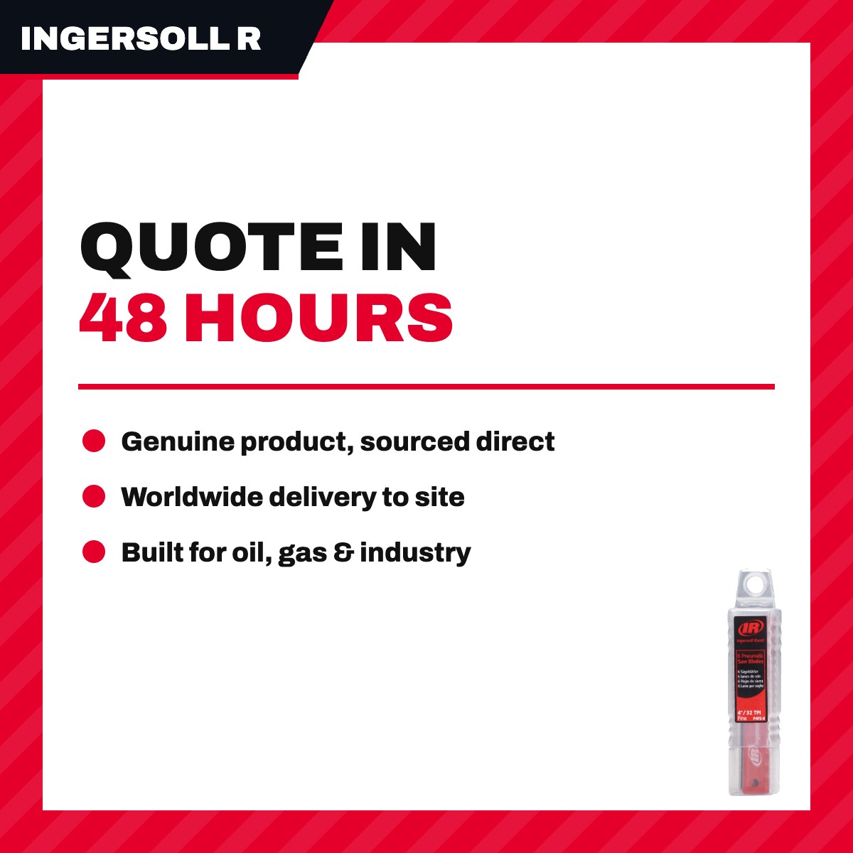 Ingersoll Rand P4EV-6 – Bi-Metal Air Reciprocating Saw Blades – Various Sizes