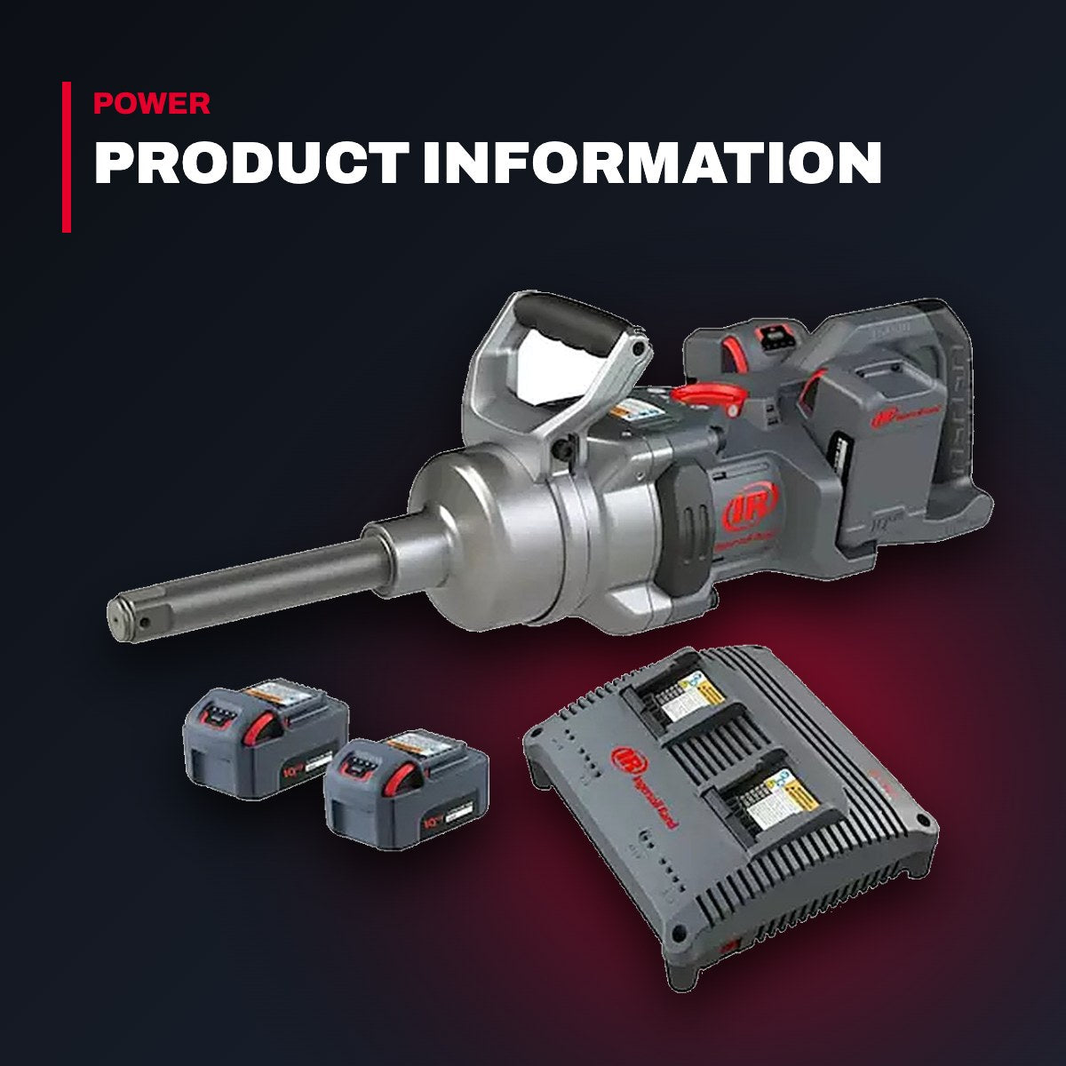 Ingersoll Rand W9691-K4E-EU – 1" Cordless Impact Wrench 4000 Nm, Extended Anvil, 4 Batteries