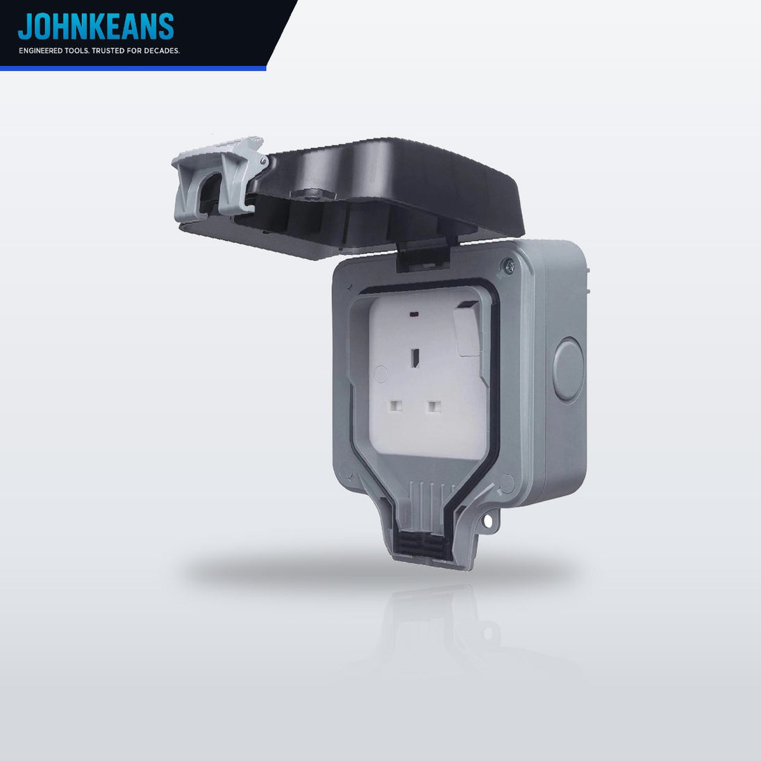 Johnkeans JK-TW-2094 – Johnkeans – 13 Amper(Minmum)--250Volt Duplext Outlet (Wp) Weather Proof (Uk1-13R)Bs1363A Type G Sockets – Single Pole O