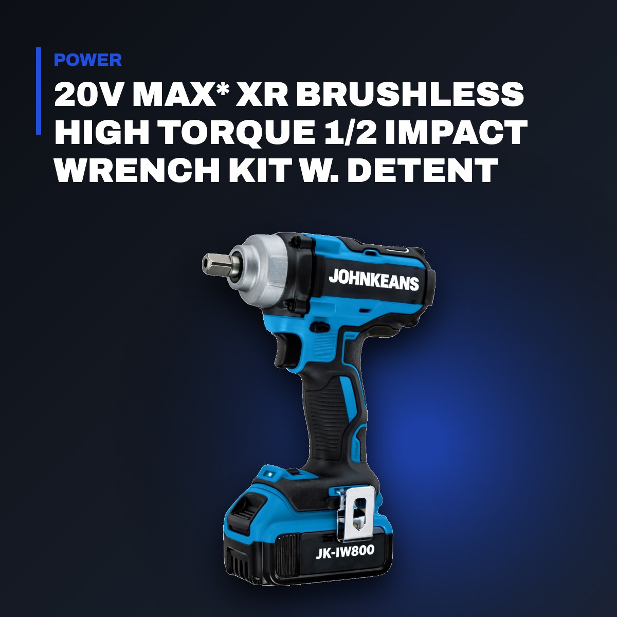 Johnkeans JK-TW-2096 – Johnkeans – 20V Max* Xr Brushless High Torque 1/2 Impact Wrench Kit W. Detent Pin Anvil (Single 5.0Ah)