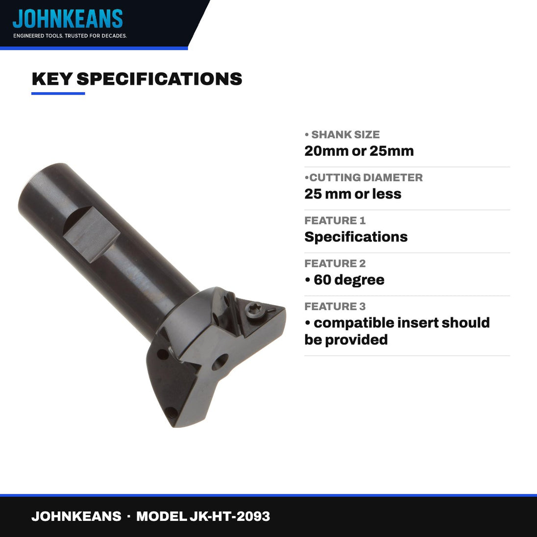 Johnkeans JK-HT-2093 – Johnkeans – 60 Indexable Dovetail Cutter