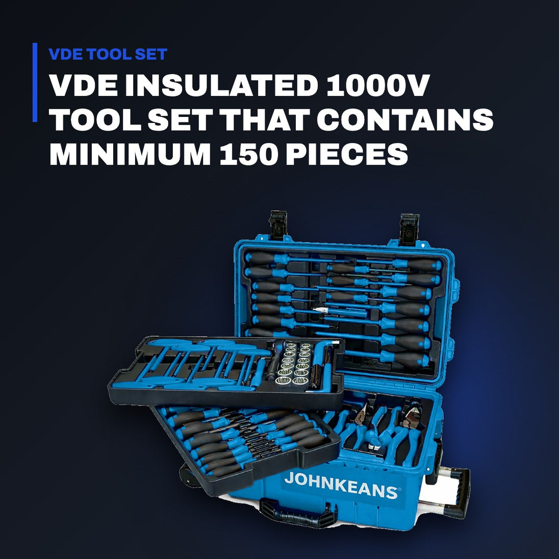 Johnkeans JK-HT-2147 – Vde Insulated 1000V Tool Set That Contains Minimum 150 Pieces