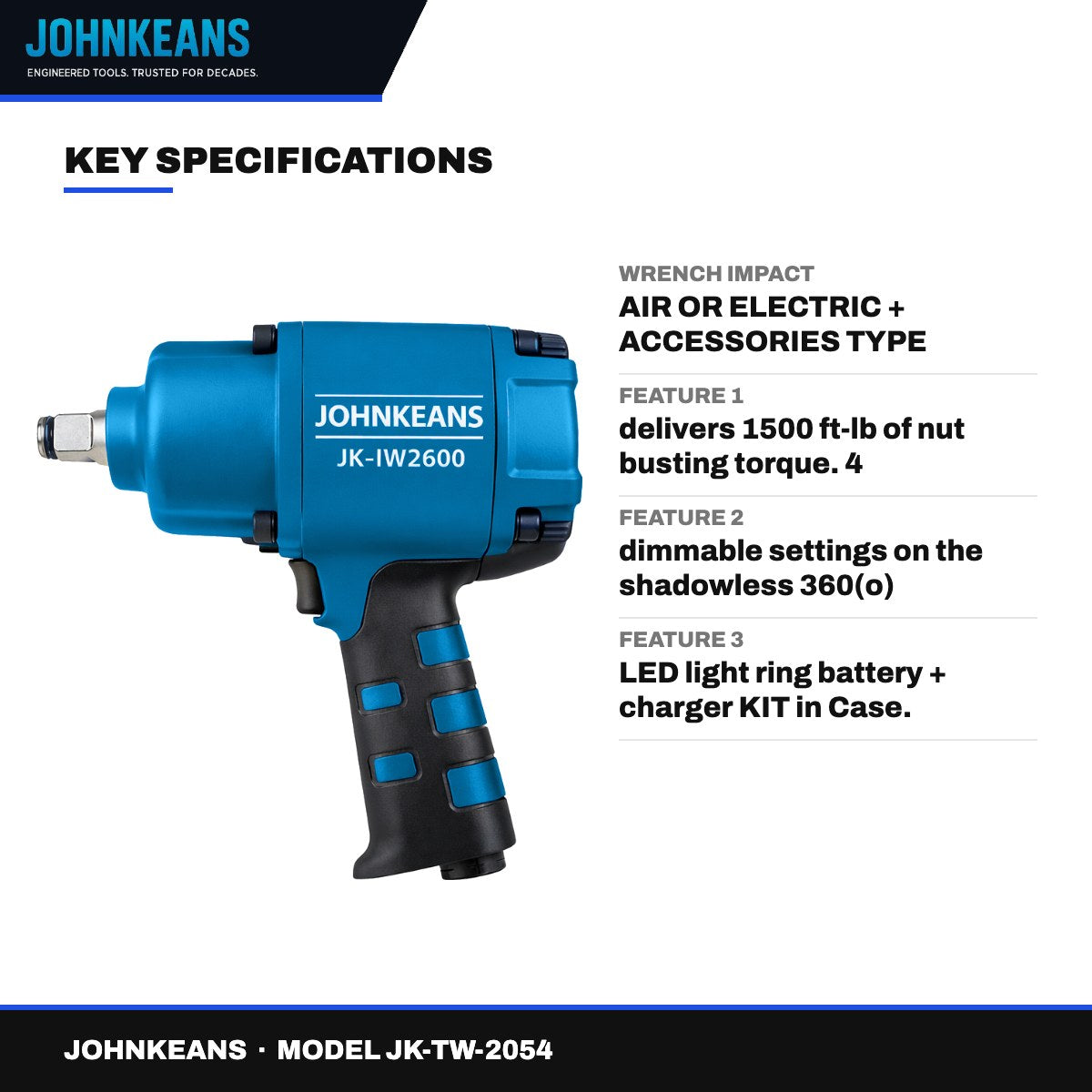 Johnkeans JK-TW-2054 – 3/4 20V High Torque Impact Wrench