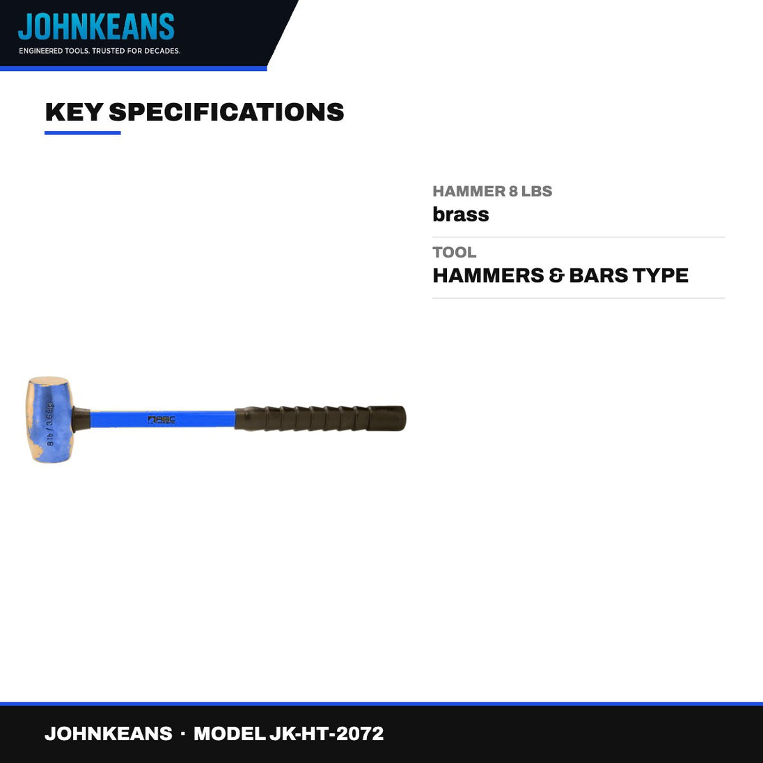 Johnkeans JK-HT-2072 – Hammer 8 Lbs – Brass