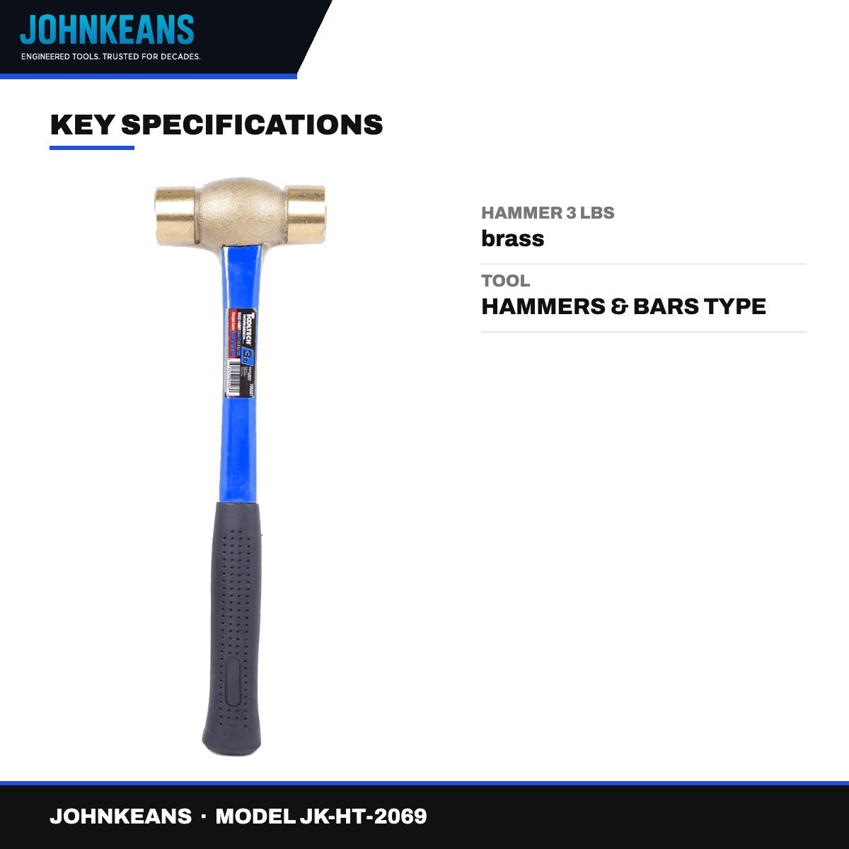 Johnkeans JK-HT-2069 – Hammer 3 Lbs – Brass