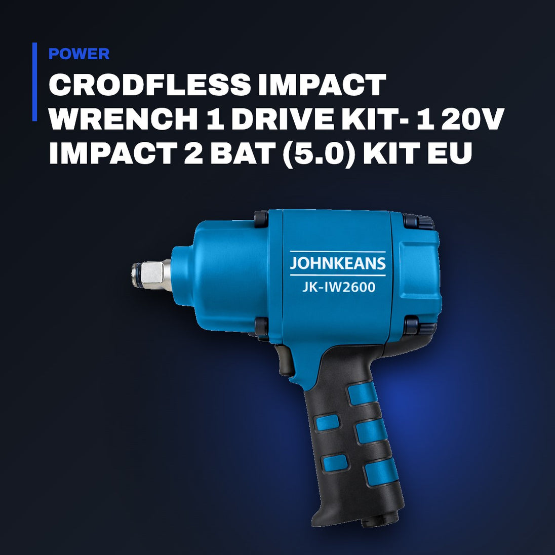 Johnkeans JK-TW-2077 – Crodfless Impact Wrench 1 Drive Kit- 1 20V Impact 2 Bat (5.0) Kit Eu W/ Case.