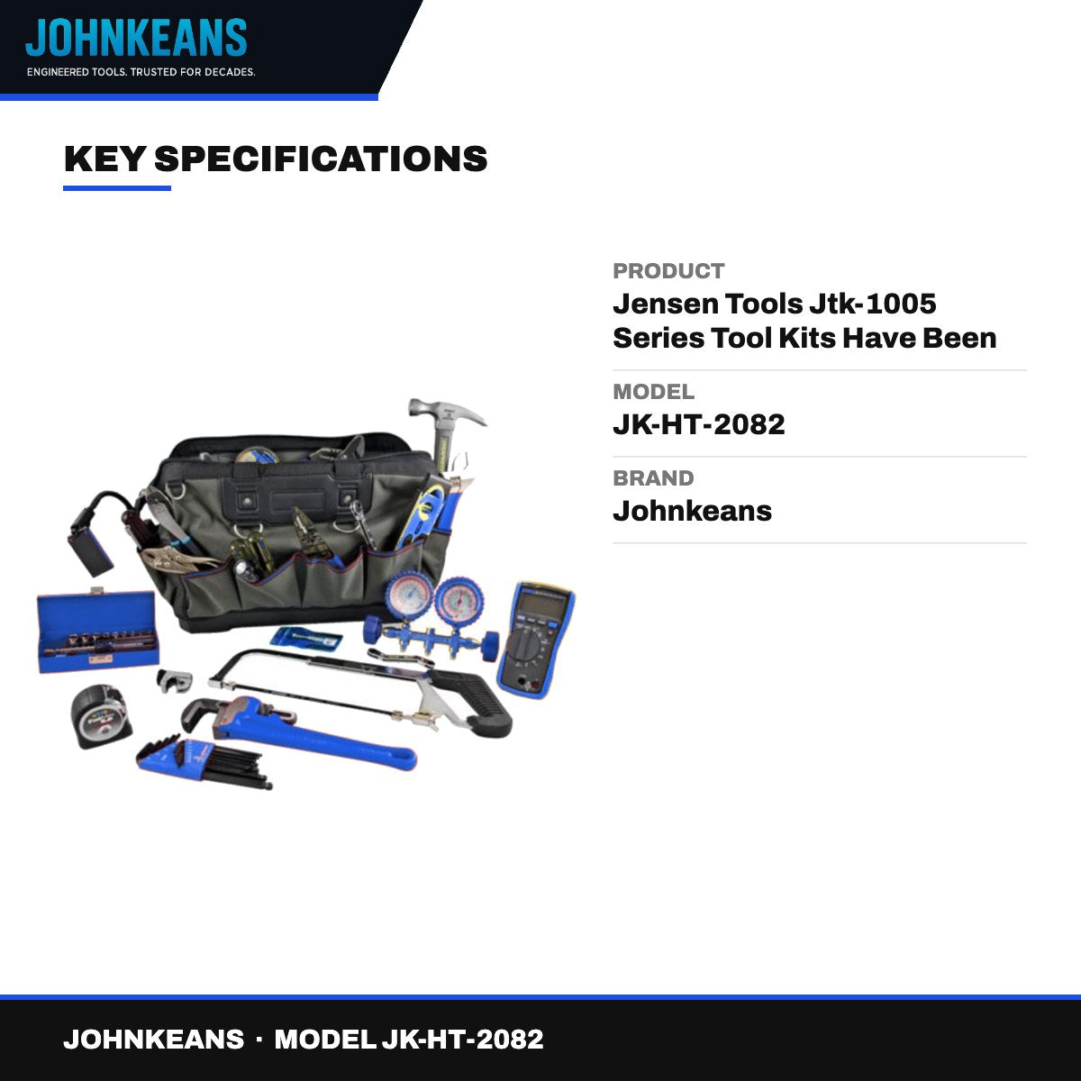 Johnkeans JK-HT-2082 – Jensen Tools Jtk-1005 Series Tool Kits Have Been Designed By Certified Hvac Technicians And Brought To You By