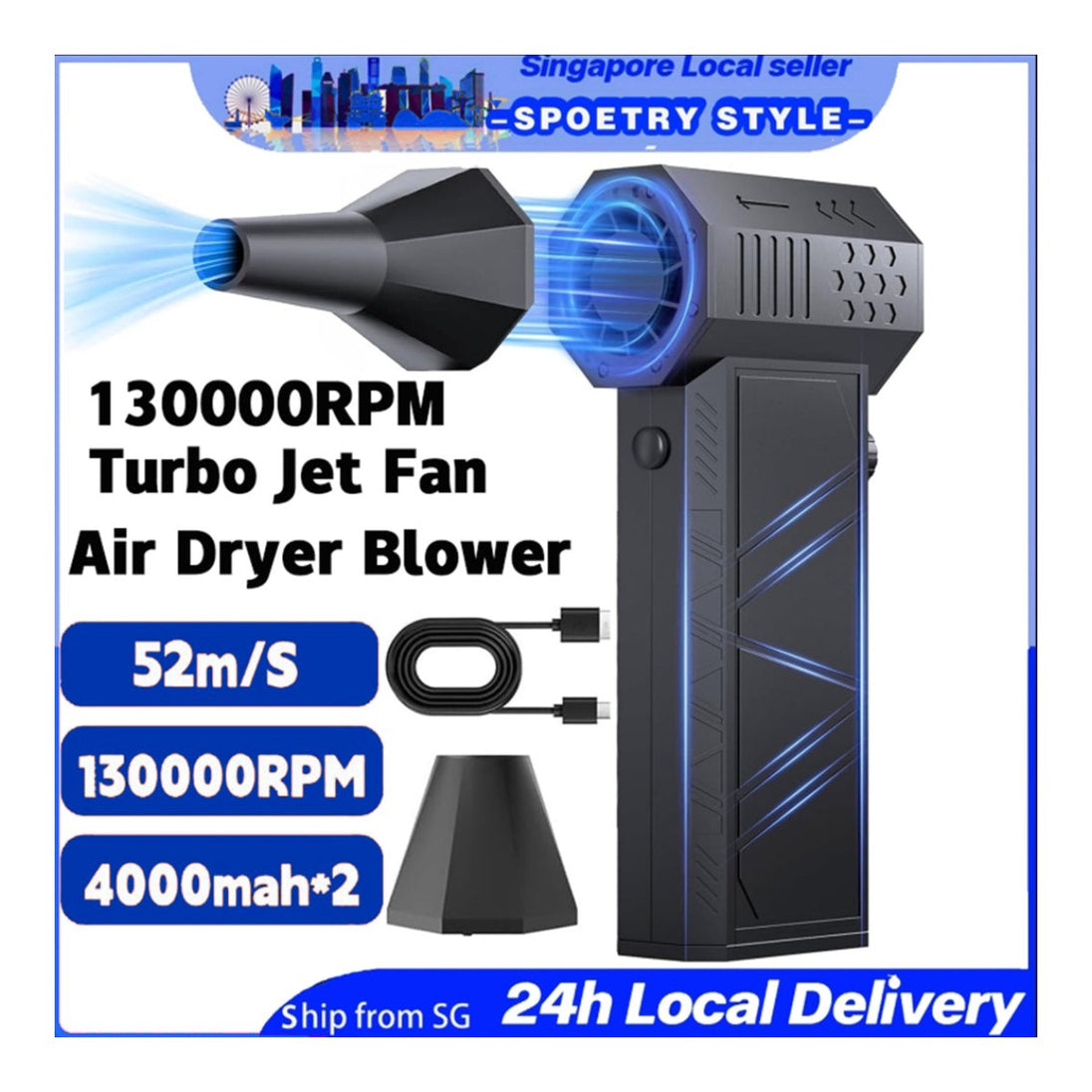 Johnkeans JK-GS-2095 – Mini Jet Fan Blower – 130, 000+ Rpm