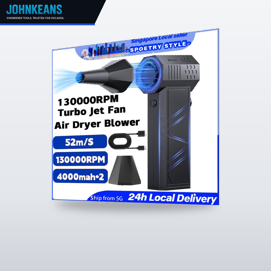 Johnkeans JK-GS-2095 – Mini Jet Fan Blower – 130, 000+ Rpm