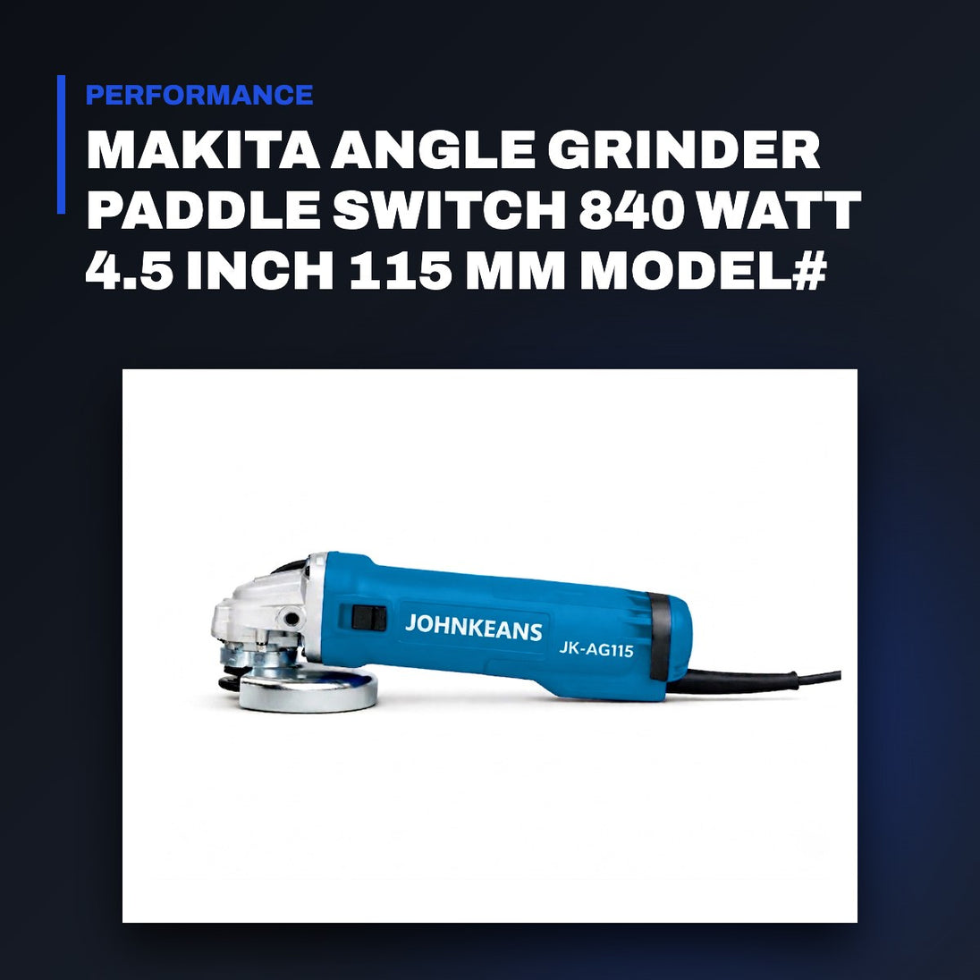 Johnkeans JK-PT-2090 – Makita Angle Grinder Paddle Switch 840 Watt 4.5 Inch 115 Mm Model# 9557 Hpg/220V.