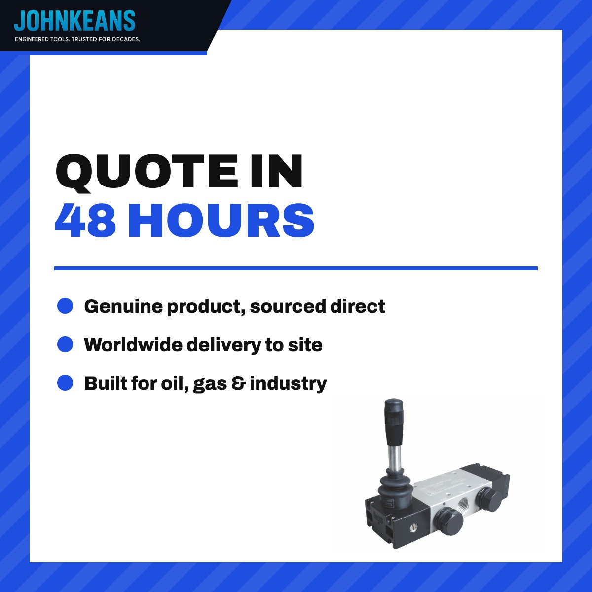 Johnkeans JK-HT-2029 – 5/3-Way Hand Lever Valve-G 1/2-3 Stable Positions – Indexed-Center Closed, Manually Actuated