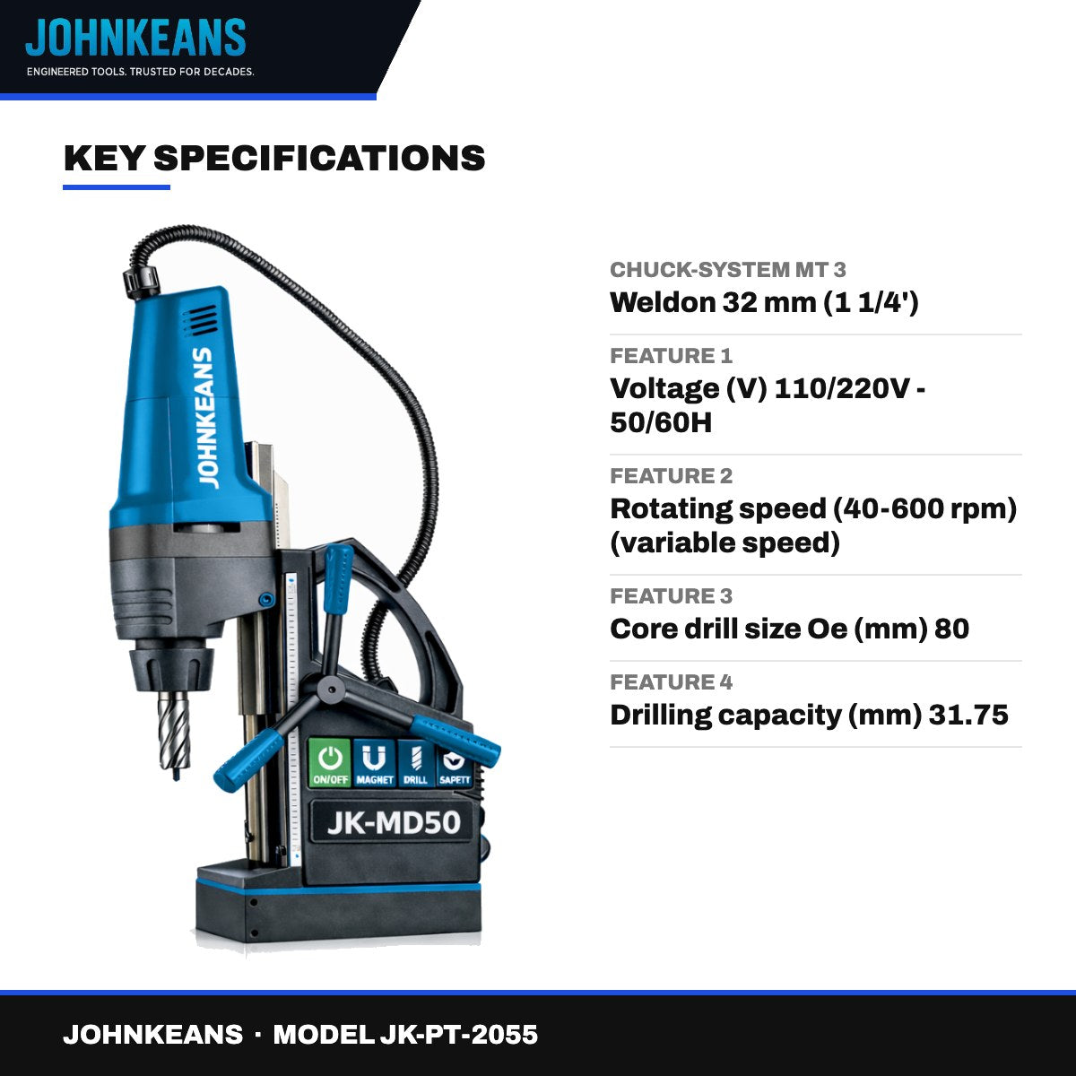 Johnkeans JK-PT-2055 – Cross Table Base Magnetic Drill