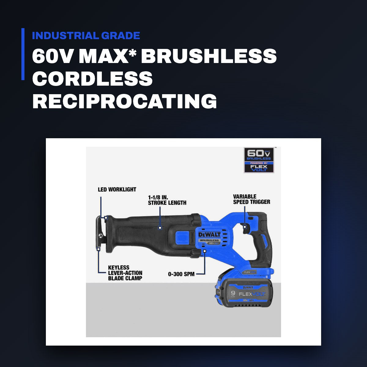 Johnkeans JK-PT-2042 – 60V Max* Brushless Cordless Reciprocating