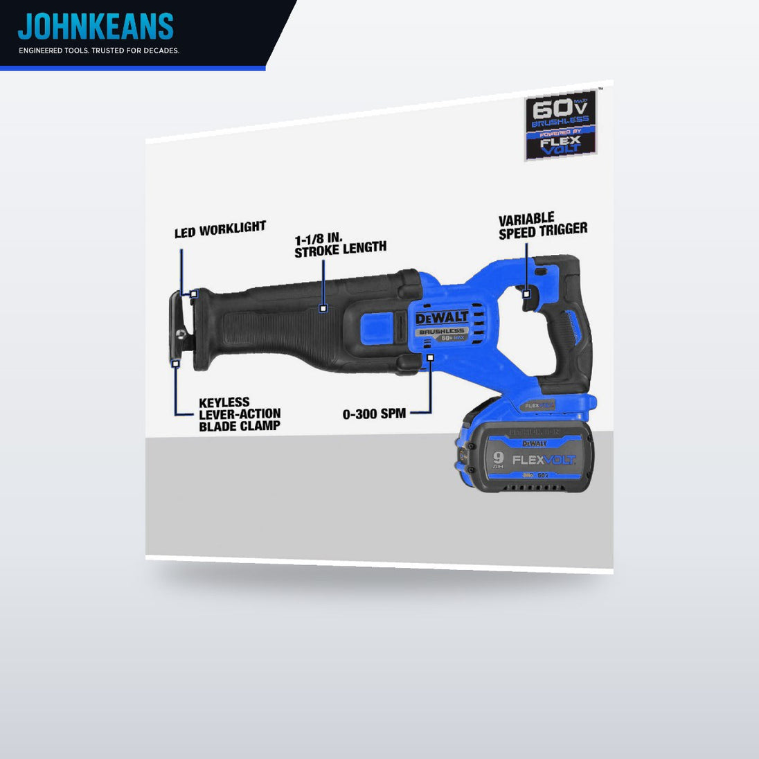 Johnkeans JK-PT-2042 – 60V Max* Brushless Cordless Reciprocating