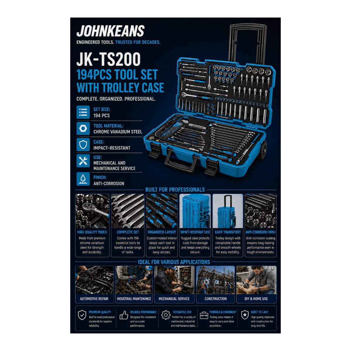 Johnkeans JK-TW-2098 – Klein Tools 65213Hexm Knurled Hex Bit Socket Set – Metric, 13 Pc. 3/8 Drive
