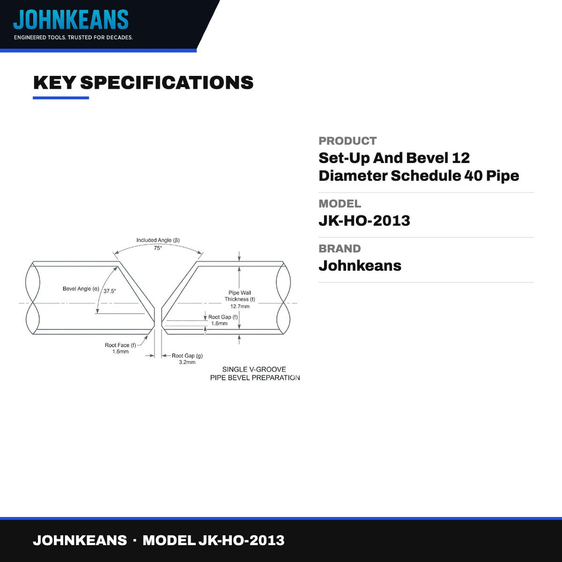Johnkeans JK-HO-2013 – Set-Up And Bevel 12 Diameter Schedule 40 Pipe In One Pass In Under 2 Minutesusing The New B-500 Transportable