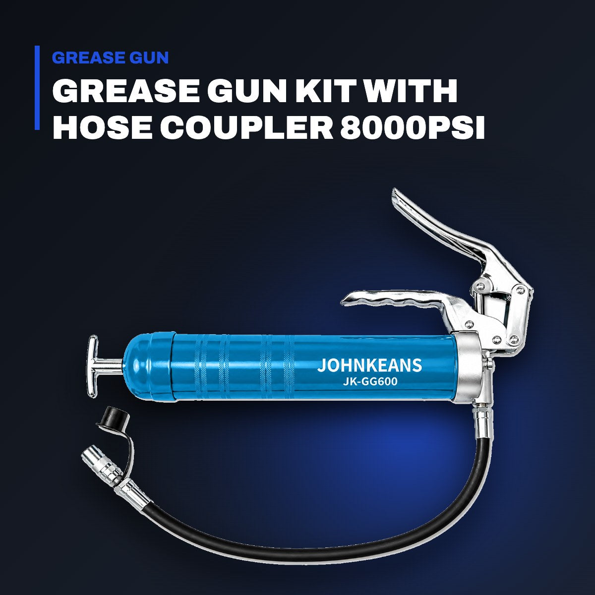 Johnkeans JK-HT-2068 – Grease Gun Kit With Hose Coupler 8000Psi