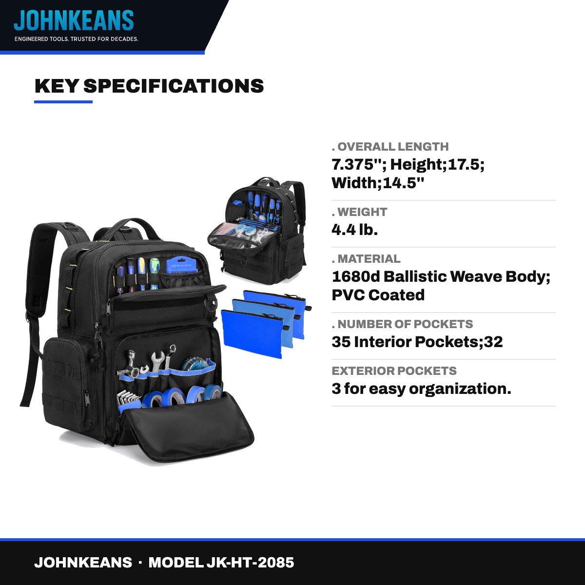 Johnkeans JK-HT-2085 – Johnkeans JK 88210 – Tool Bag Backpack.