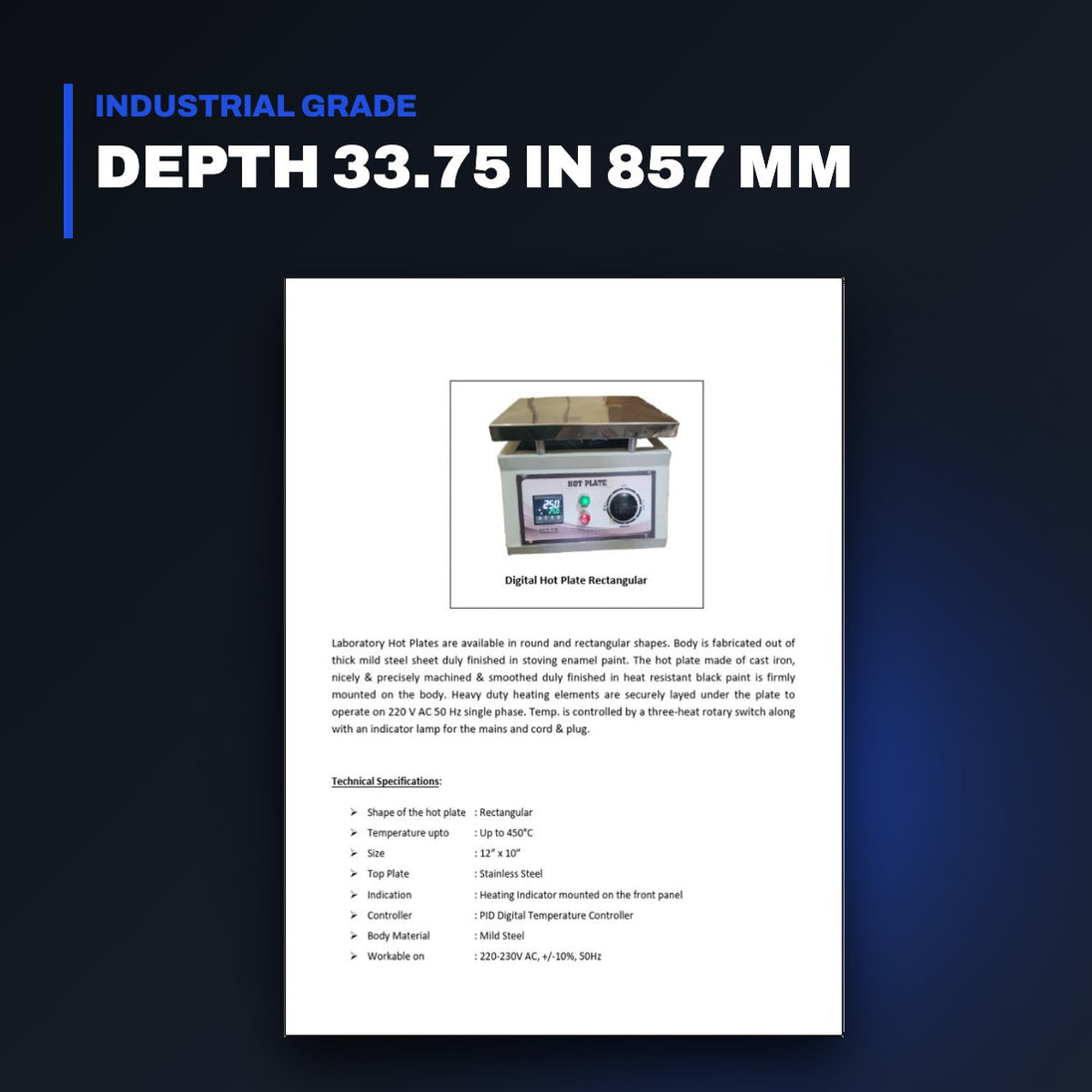 Johnkeans JK-GS-2079 – Hot Plate Ovan Specs Details – Width 36 In (914 Mm)