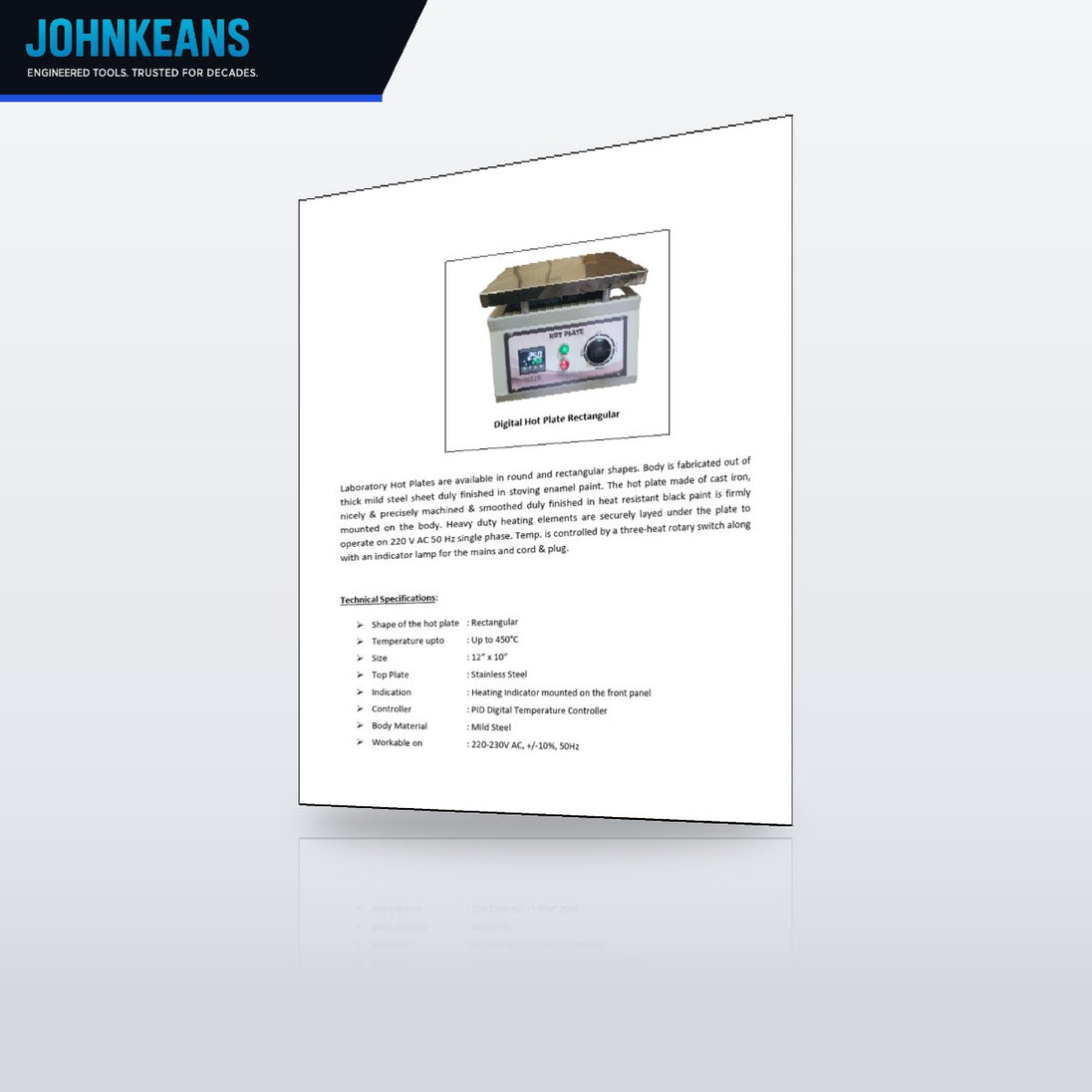 Johnkeans JK-GS-2079 – Hot Plate Ovan Specs Details – Width 36 In (914 Mm)