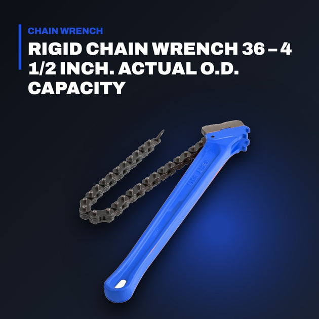 Johnkeans JK-TW-2110 – Rigid Chain Wrench 36 – 4 1/2 Inch. Actual O.D. Capacity
