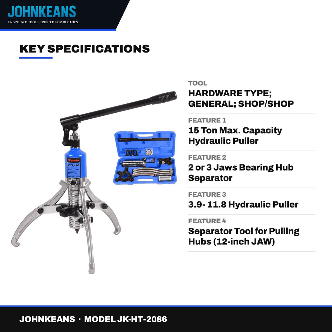 Johnkeans JK-HT-2086 – Johnkeans JK 910222 – Hydraulic Gear Puller