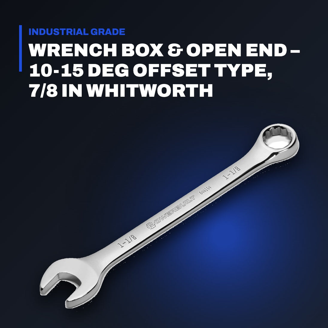 Johnkeans JK-TW-2113 – Wrench Box & Open End – 10-15 Deg Offset Type, 7/8 In Whitworth