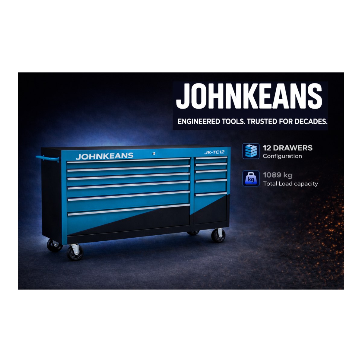 Johnkeans JK-HT-2145 – Tools Heavy Duty 12 Drawer Roller Cabinet With 291 Pcs Of Tools