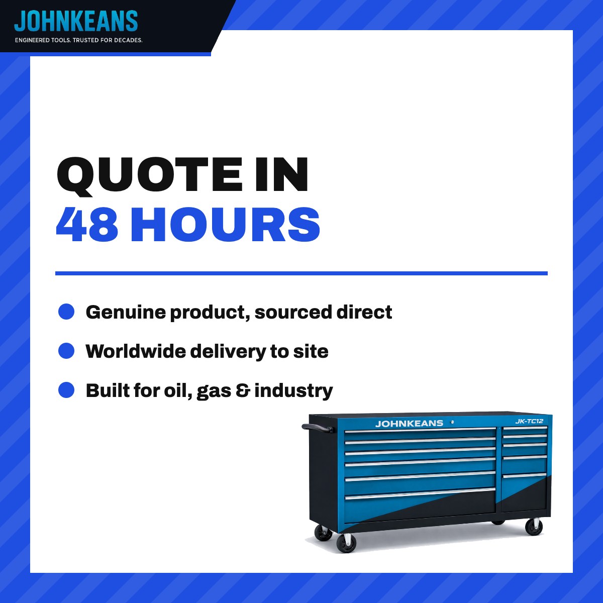 Johnkeans JK-HT-2145 – Tools Heavy Duty 12 Drawer Roller Cabinet With 291 Pcs Of Tools