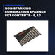 Johnkeans JK-TW-2104 – Non-Sparking Combination Spanner Set Contents – 8, 10
