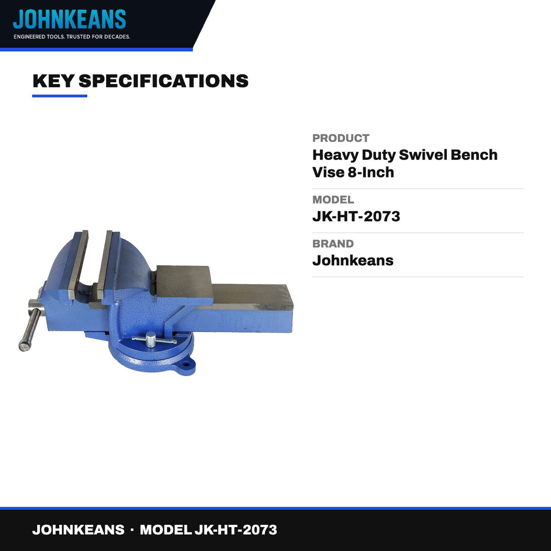 Johnkeans JK-HT-2073 – Heavy Duty Swivel Bench Vise 8-Inch