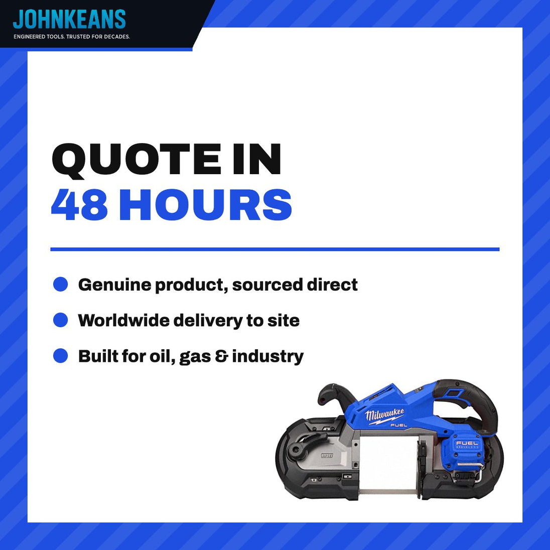 Johnkeans JK-PT-2091 – Milwaukee 2929-20 Band Saw – 44 7/8 Inch Blade Length, 5 Inch Cutting Length