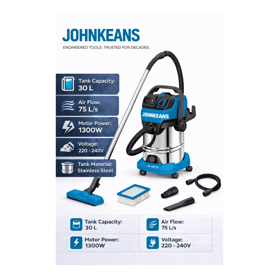 Johnkeans JK-GS-2127 – Wireless Portable Air Compressor And Vacuum Cleaner
