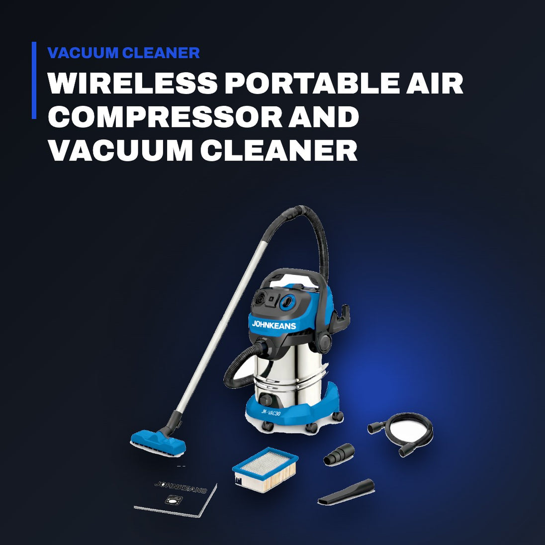 Johnkeans JK-GS-2127 – Wireless Portable Air Compressor And Vacuum Cleaner