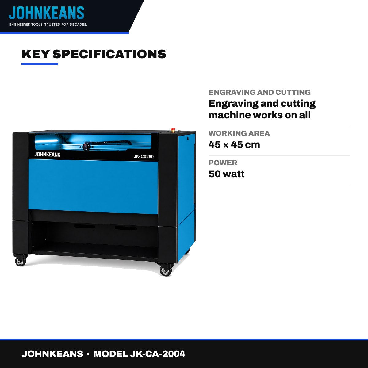 Johnkeans JK-CA-2004 – Laser Engraving Machine 50W, 45 x 45 cm