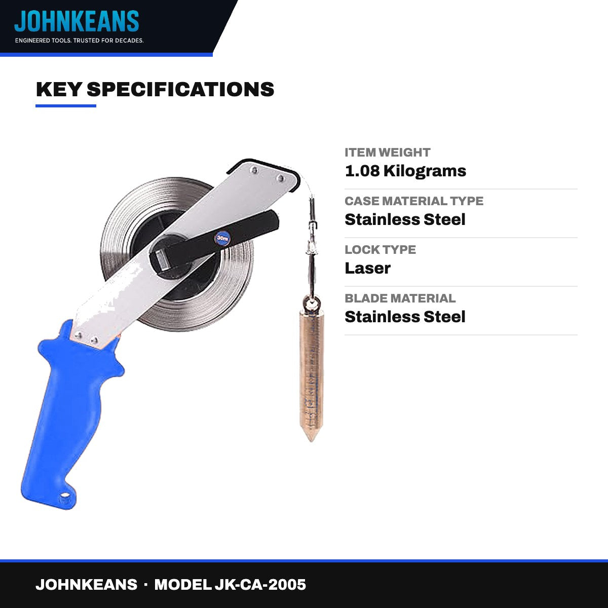 Johnkeans JK-CA-2005 – Oil Gauging Tape 30 m, Stainless Steel, Explosion-Proof