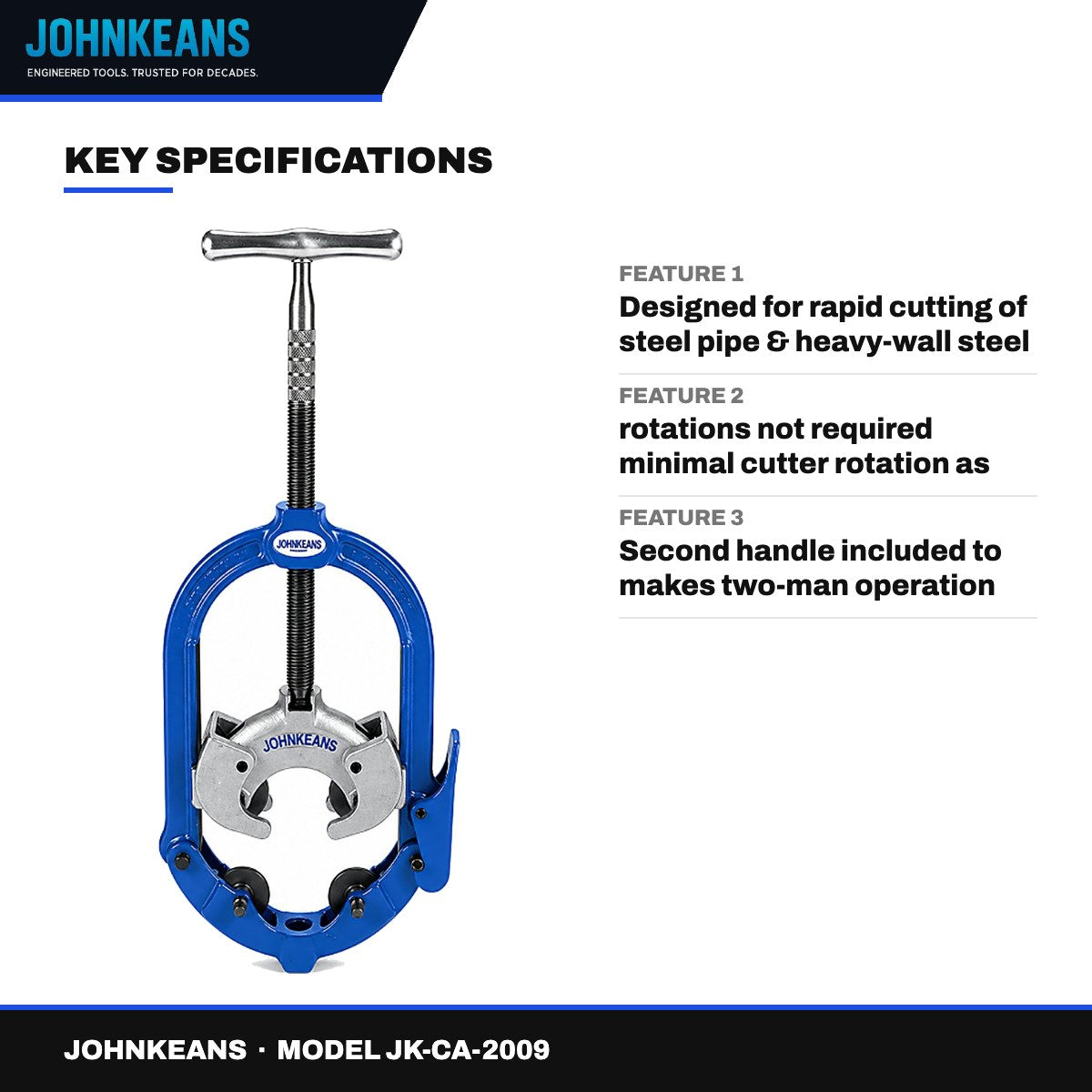 Johnkeans JK-CA-2009 – Heavy Duty Hinged Pipe Cutter 6" – 8"