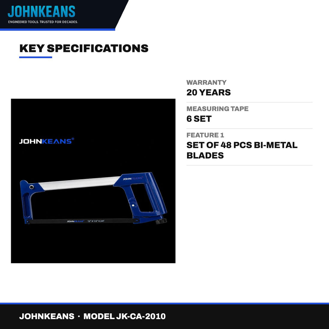 Johnkeans JK-CA-2010 – High Tension Hacksaw 12"