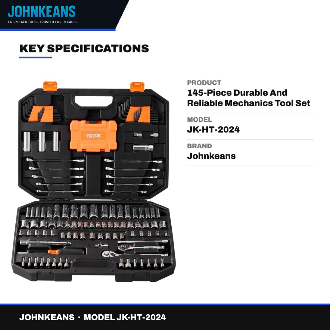 Johnkeans JK-HT-2024 – 145-Piece Durable And Reliable Mechanics Tool Set