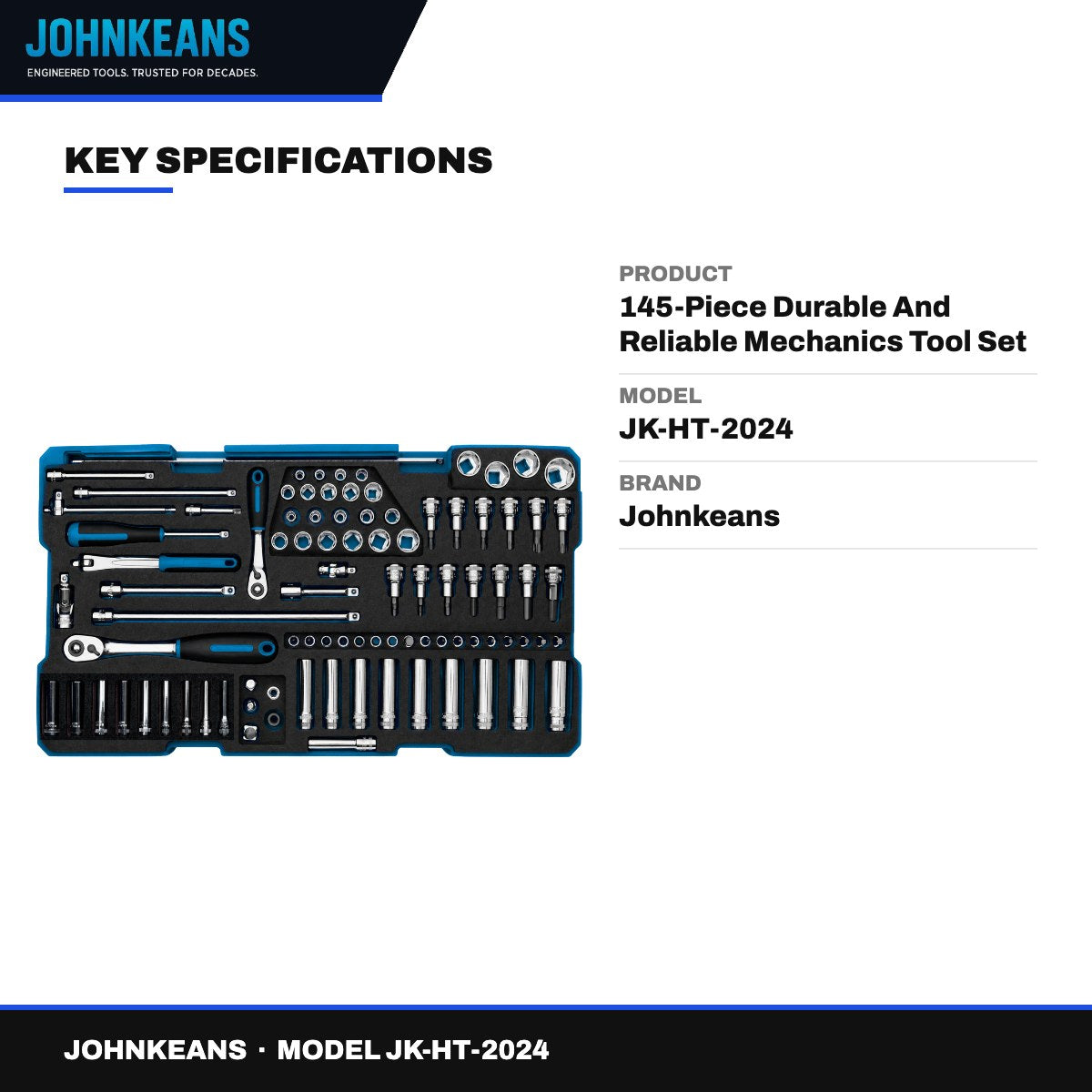 Johnkeans JK-HT-2024 – 145-Piece Durable And Reliable Mechanics Tool Set