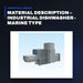 Johnkeans JK-FA-2013 – Material Description – Industrial Dishwasher - Marine Type