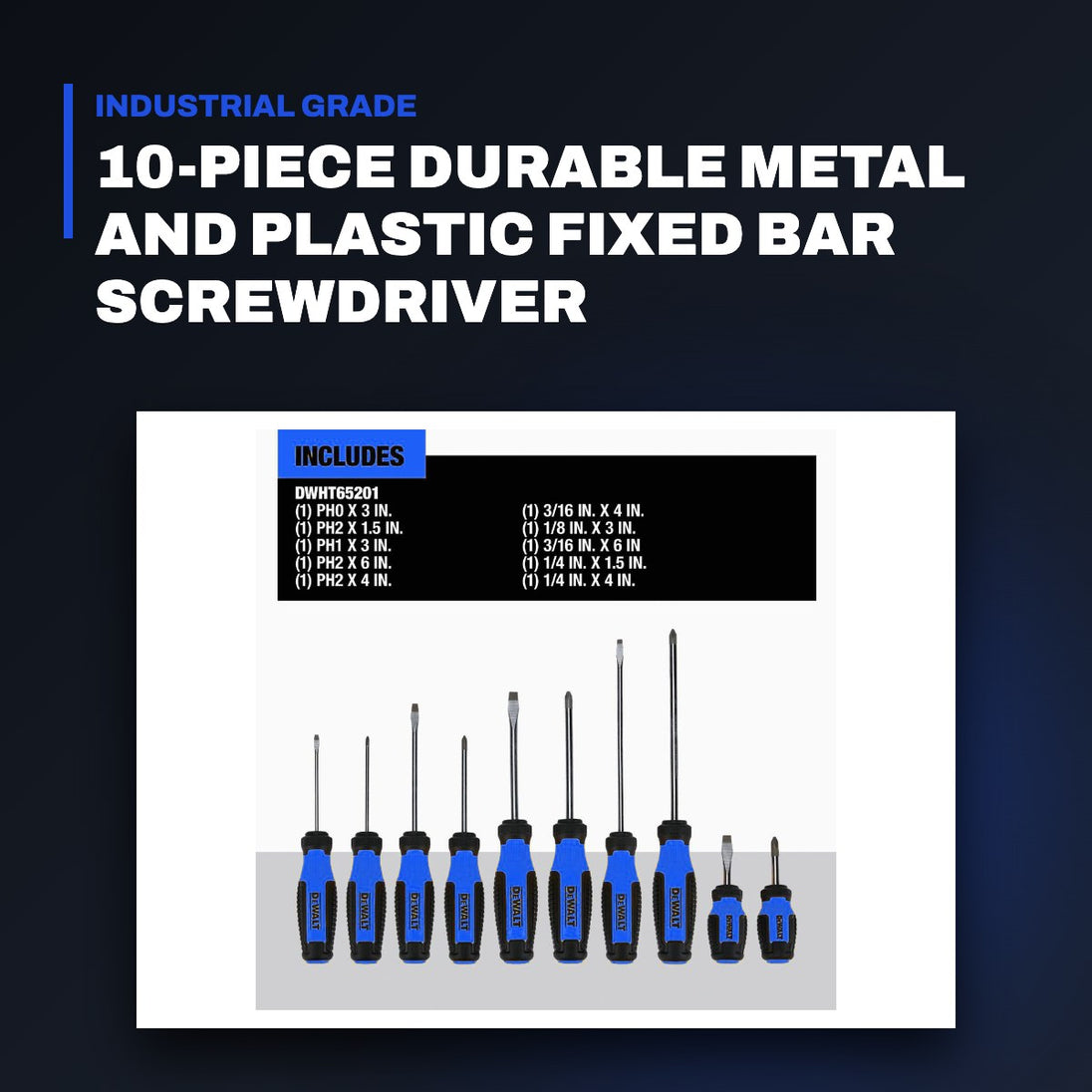 Johnkeans JK-HT-2019 – 10-Piece Durable Metal And Plastic Fixed Bar Screwdriver