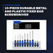 Johnkeans JK-HT-2019 – 10-Piece Durable Metal And Plastic Fixed Bar Screwdriver