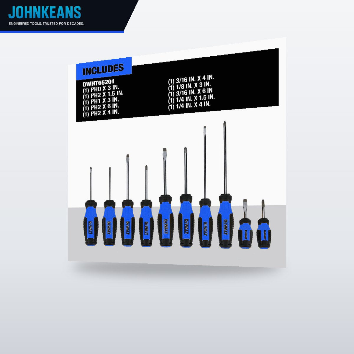Johnkeans JK-HT-2019 – 10-Piece Durable Metal And Plastic Fixed Bar Screwdriver