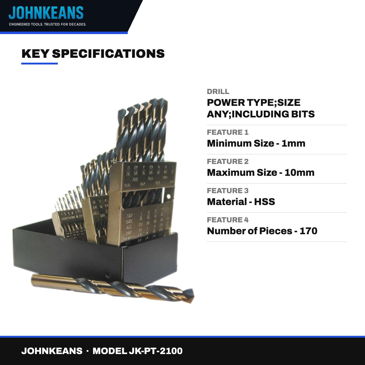 Johnkeans JK-PT-2100 – Set Type - Jobber Drill Set