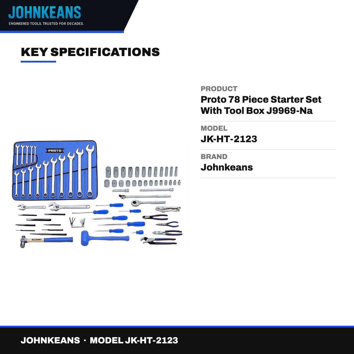 Johnkeans JK-HT-2123 – Proto 78 Piece Starter Set With Tool Box J9969-Na