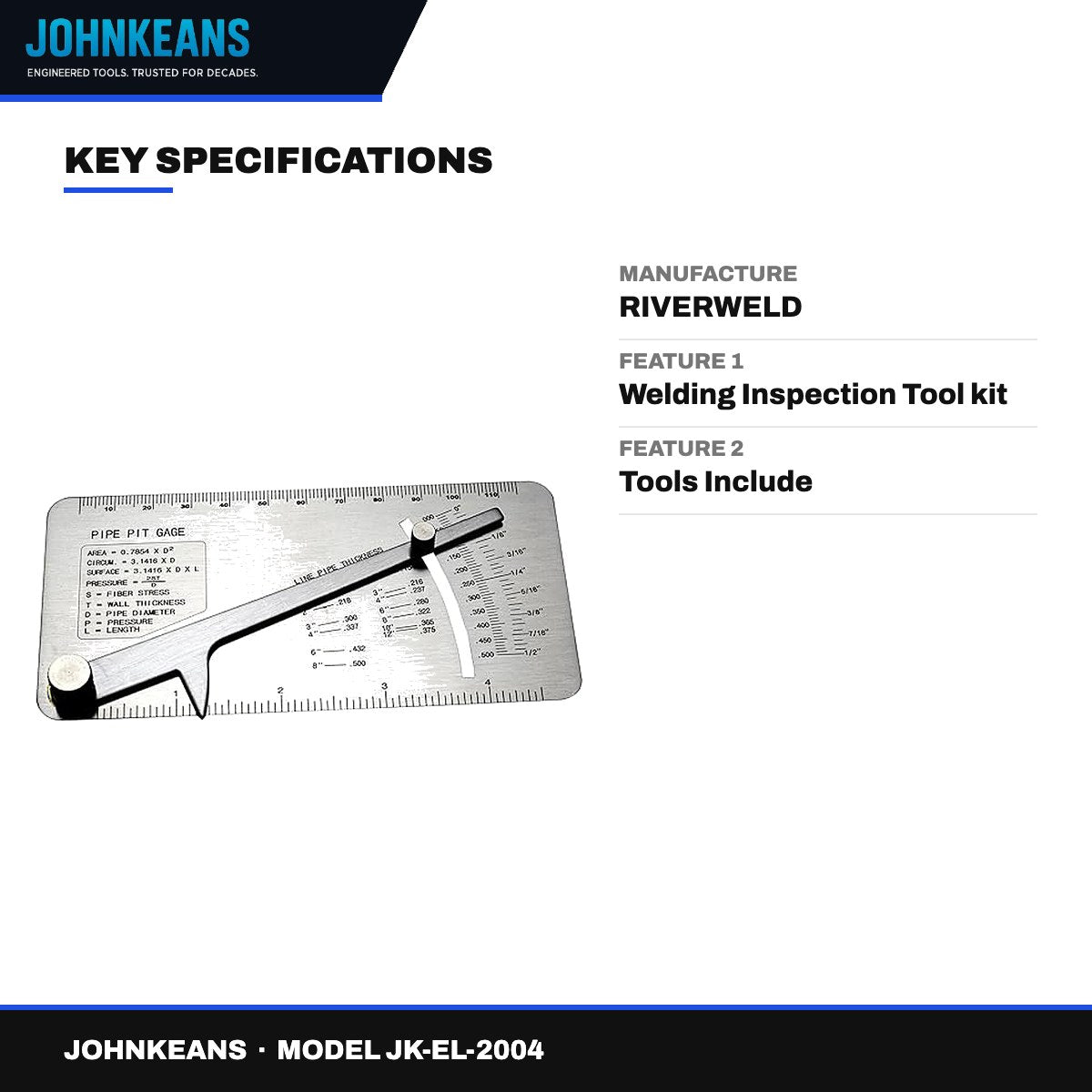 Johnkeans JK-EL-2004 – Pipe Pit Gauge, Welding Inspection