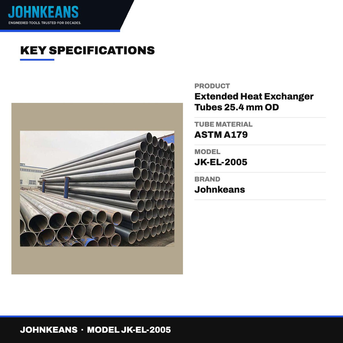 Johnkeans JK-EL-2005 – Extended Heat Exchanger Tubes 25.4 mm OD