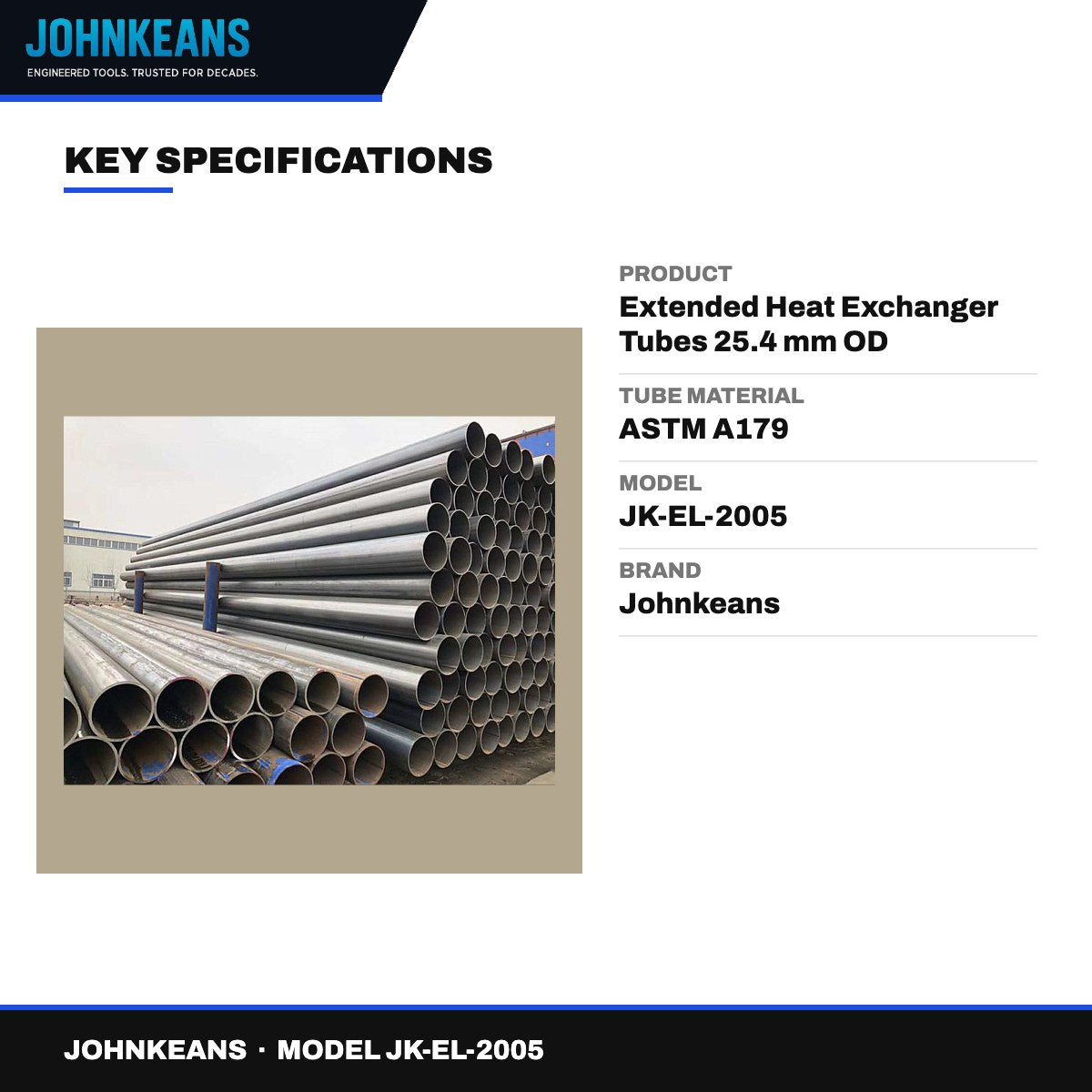 Johnkeans JK-EL-2005 – Extended Heat Exchanger Tubes 25.4 mm OD