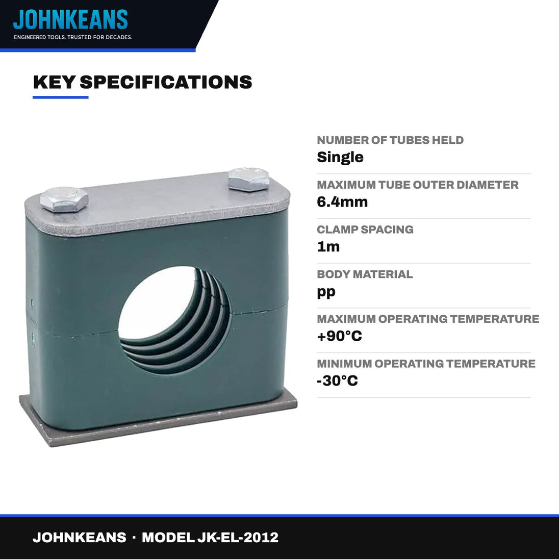 Johnkeans JK-EL-2012 – Single Tube Clamp 6.4 mm